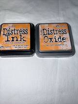 Tim Holtz NIP Carved Pumpkin Distress Ink &amp; Distress Oxide Ink Set 3x3 2... - $14.99