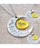 Europe Silver Moon Gold Heart Necklace Family Pendant Mom Mama Mother&#39;s Day - £4.64 GBP+