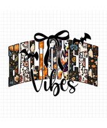 Halloween Vibes PNG, Retro Halloween coquette bow PNG, Pumpkin Witchy Ba... - $2.50