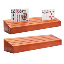 Wooden Playing Card Holder Set Of 2 Solid Card Tray Rack Organizer For Kids Seni - £41.75 GBP