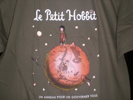Tee Fury Hobbit Youth Small &quot;Le Petit Hobbit&quot; Frodo Little Prince Mash Up Green - £10.18 GBP