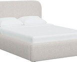Benjara Ziya Queen Size Bed, Cream Boucle Fabric Upholstery, Curved Pane... - $2,495.99