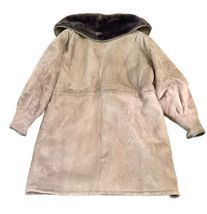 Vintage Women Gray/Brown Lambskin Leather Coat Jacket Sz Small Made Turkey image 8