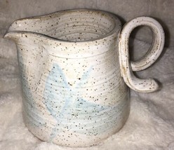 Hand Thrown Signed Pottery Studio Art Pitcher Creamer &quot;ANN&quot; Speckled Whi... - £19.10 GBP