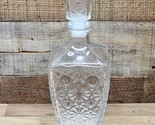 Vintage Whiskey Decanter - Star &amp; Wheel Pattern, Italy - 9¾” Clear Cut G... - $28.79