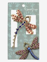 Coraline Sparkly CZ Gems Burnished Gold Tone Dragonfly Claw Hair Clip - £26.86 GBP