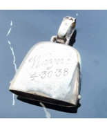 VINTAGE 925 STERLING SILVER BABY RATTLE PENDANT 1938 BIRTH RECORD BELL - €35,94 EUR