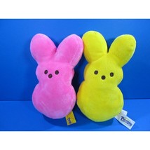 Peeps Bunny Plush Toys lot of 2 Pink &amp; Yellow 8 Inch Just Born Soft &amp; Cuddly - $14.03