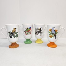 Vintage 1960&#39;s Fred Roberts Bird Pedestal Irish Coffee Mug Cup Set of 4 Japan - £19.32 GBP