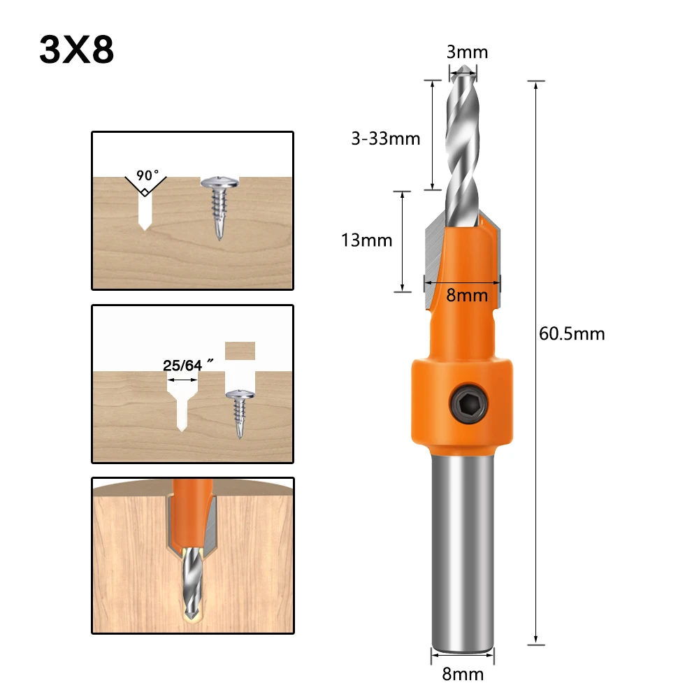 1pc 8mm Shank Countersink Drills Bits counterk head drilling Bit wor dri... - $3,032.45 MXN