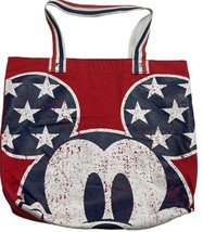 Disney Tote Bag Americana Mickey Mouse Canvas Red White Blue Patriotic A... - $14.47