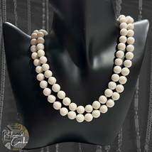 Womens Vintage White Double Strand Beaded Necklace Box Tab VTG - £13.58 GBP
