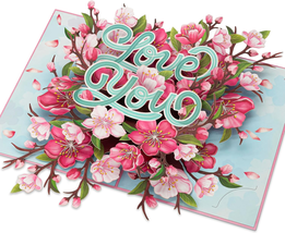 Mothers Day Gifts for Mom Women, Pop up Cards, Floral Cherry, Love You, Envelope - £16.54 GBP