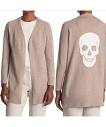 Sweet Romeo Skull Back Open Long Sleeve Cardigan Sweater, Tan/White, Medium - €33,46 EUR