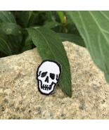 Small Skeleton Head Patch Tiny 1 Inch Size White Skull Biker Embroidered... - $15.90
