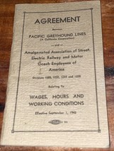 Agreement  Pacific Greyhound Lines 1942 Wages, Hours And Working Conditions - £5.38 GBP