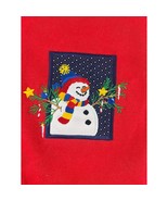 Vintage Christmas Sweatshirt Womens Extra Large Red Snowman Embroidered Y2K - $24.37