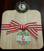 Mud Pie Holiday Wood Cheese Cutting Board Monogram with Initial T New Gift - £10.34 GBP