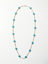 Turquoise Quatrefoil Gold Plated Necklace - £118.03 GBP