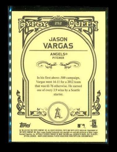 2013 TOPPS GYPSY QUEEN Baseball Card #252 JASON VARGAS Los Angeles Angels Item image 2