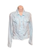 Womens Tommy Bahama Linen Lightweight Jacket Blue Size XXS Raw Edges c - $113.99