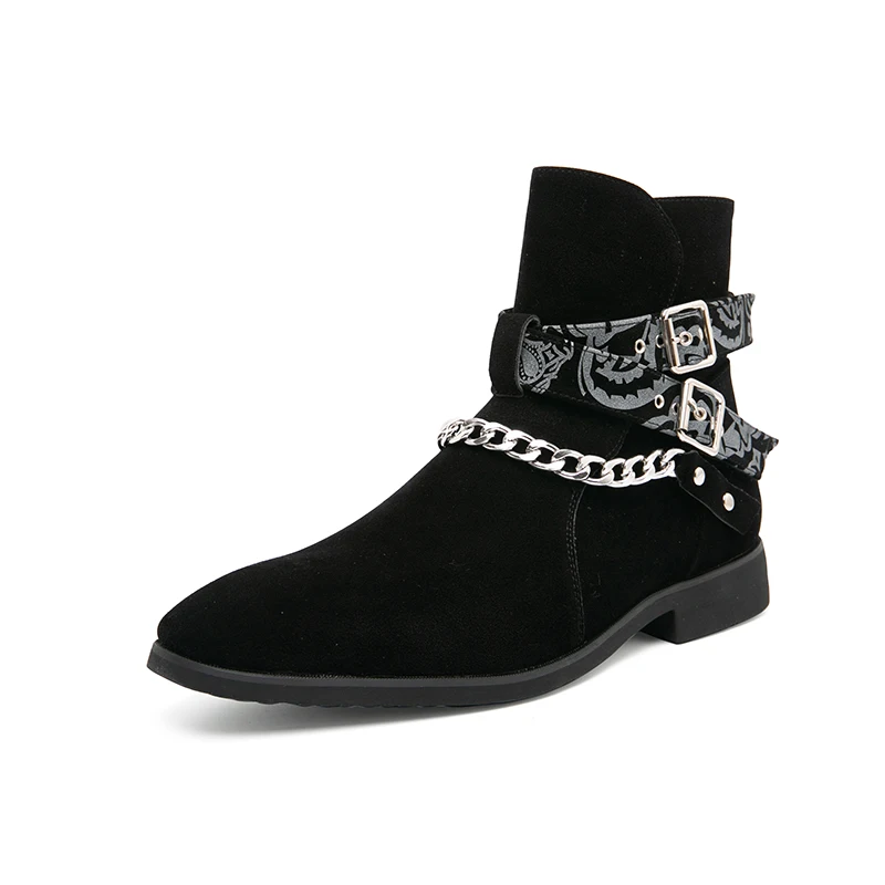 Men Chelsea Boots Black Ankle Dress Shoes Botina Social Plus Size 38-48 Pointed  - £232.95 GBP