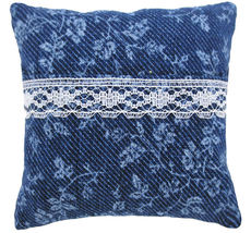 Tooth Fairy Pillow, Navy Blue, Flower Print Fabric, White Lace Trim for Girls - £3.95 GBP