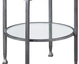 Jaymes Metal &amp; Glass 2-Tier, Round End Table, Silver/Black Distressing - $229.99