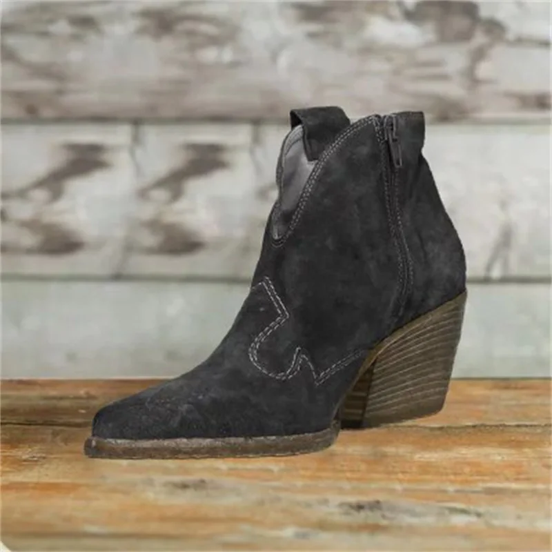 Women&#39;s Thick Heel Large Low Barrel Bare Boots Autumn 2024 Foreign Trade   High  - $134.32