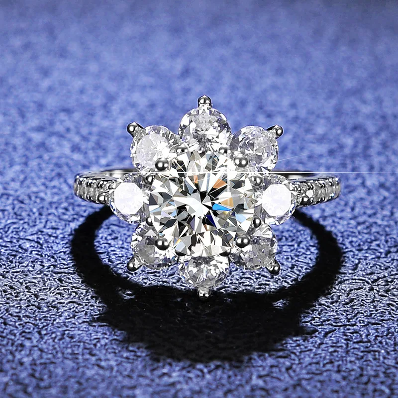 Luxury 2ct Moissanite Ring Round Brilliant Cut Diamond Test Passed Moissanite Di - £57.30 GBP