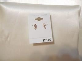 Department Store 18k Gold/Sterling Silver Candy Cane Stud Earrings Y376 - £11.23 GBP