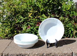 Set 6 Corelle Corning White Swept Soup /Cereal Bowls Wave Embossed Rim - £53.35 GBP