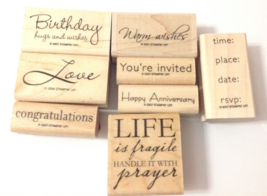 Stampin Up Rubber Stamp Set of 8 Thank You Birthday Love Life is Fragile more  - £17.41 GBP