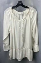 Chicos Peasant Blouse Sz 2 (US 12 Large) Womens Off White Flowy Boho Top - $25.59