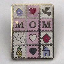 Mom Cross Squares Vintage Gold Tone Pin Christian Hearts Doves Birdhouse - $10.00