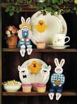 Plastic Canvas Easter Bunny Sitters Wreath Cozy Baby Nursery Set Pattern - £8.11 GBP