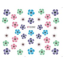 Nail Art 3D Decal Stickers beautiful blue pink green purple white flowers E282 - £2.54 GBP