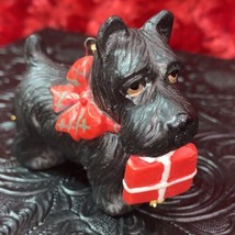 Vintage Black Scottish Terrier Christmas Ornament Red Collar &amp; Gift Scottie Dog - £30.07 GBP
