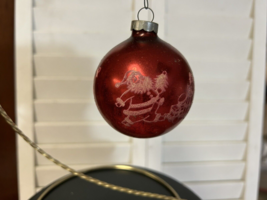 Vintage  Shiny Brite Glass Ornament Stenciled Santa pulling wagon toys d... - £18.61 GBP