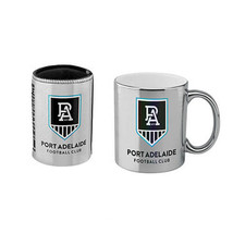 AFL Coffee Mug Metallic &amp; Can Cooler Pack - Port Adelaide - £35.97 GBP