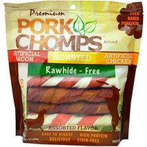 Premium Pork Chomps Twistz Assorted Bacon, Roasted &amp; Chicken, Large 12Ct - $30.46