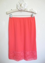 Vintage Vanity Fair Coral Nylon Half Slip S Wide Lace Satin Pillow Tab 25&quot; Silky - £19.11 GBP