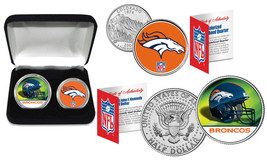 DENVER BRONCOS Officially Licensed NFL 2-COIN U.S. SET w/ Deluxe Display... - £14.67 GBP