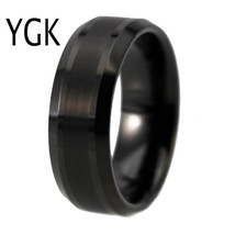 Jewelry Matte Line Back Bevel Tungsten Ring Comfort Fit Design Men&#39;s Classic Wed - £29.27 GBP