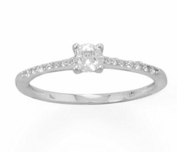 Gorgeous 14k Gold Over 4mm Round Cut Diamond Solitaire with Accents Wedding Ring - £75.54 GBP