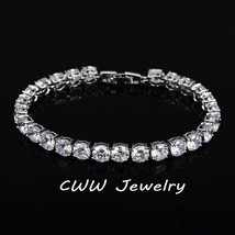 Latest Design White Gold Color AAA+ Round 0.5 carat Cubic Zirconia Tennis Bracel - £15.89 GBP