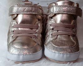 Infant Shoes Size 2 Baby Girls 6-9 Months,Strap &amp; Press Closure,Rose Gold - £12.88 GBP