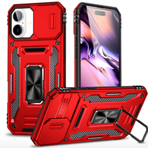 iPhone 15 Case – Shockproof, Magnetic Stand, Camera Protection, Red - £15.17 GBP