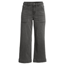 Time and Tru Women&#39;s High Rise Wide Leg Crop Utility Jeans, Grey Size 18 - £21.82 GBP
