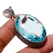 Swiss Blue Topaz Gemstone Handmade Fashion Vintage Pendant Jewelry 2.20&quot; SA 2478 - £4.01 GBP